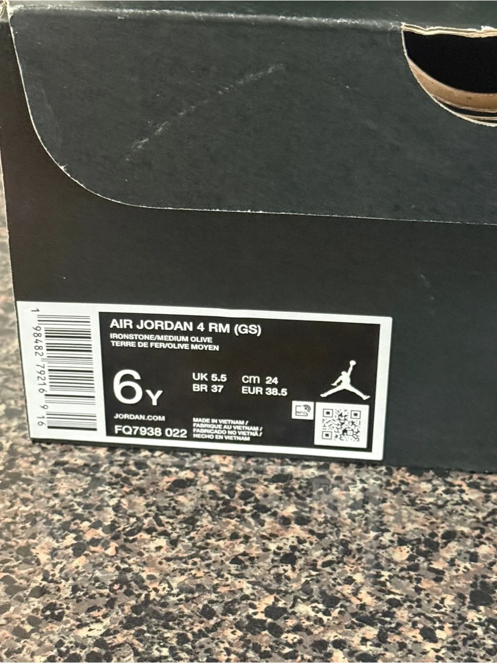 Air Jordan 4 Kids Low-Top Sneakers in Taupe, Brown and Black